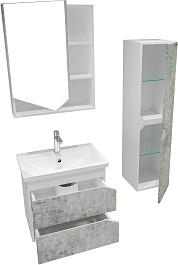 Grossman Мебель для ванной Инлайн 60 подвесная белая/бетон – фотография-2